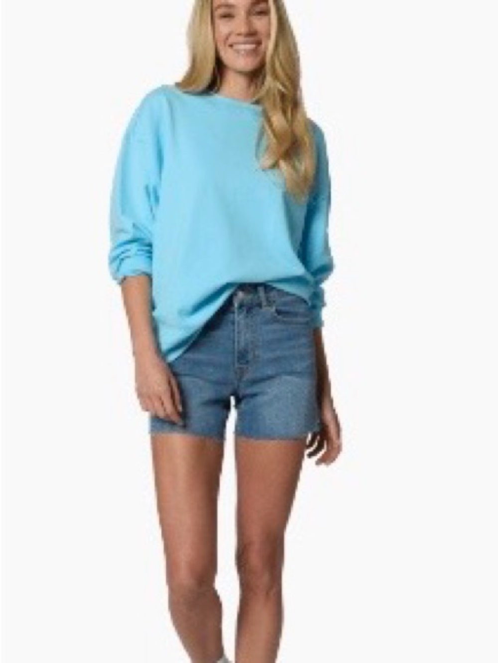 NWT Year of Ours Oversized Crewneck Pullover Sweatshirt Light Blue- XS/S